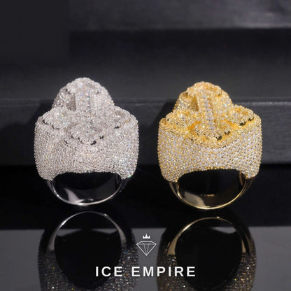 Iced Out Cross Gold Plated Moissanite Ring