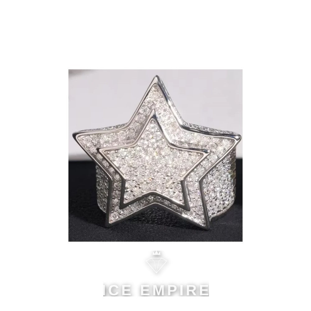 Iced Out 925 Silver Moissanite Ring