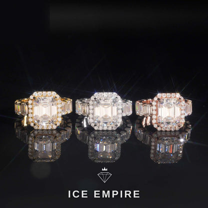 Iced Out 925 Silver Moissanite Engagement Ring