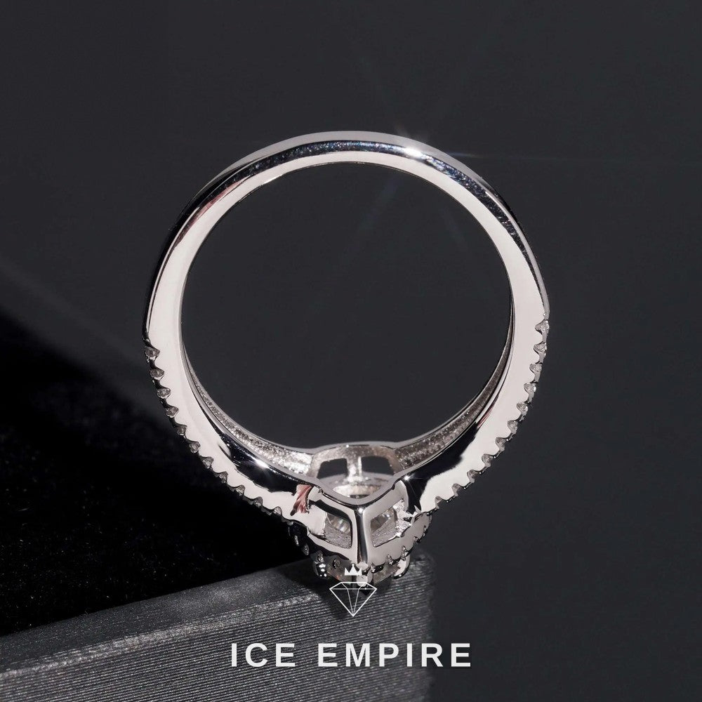 Iced Out Heart Rose Gold Plated Moissanite Wedding Band