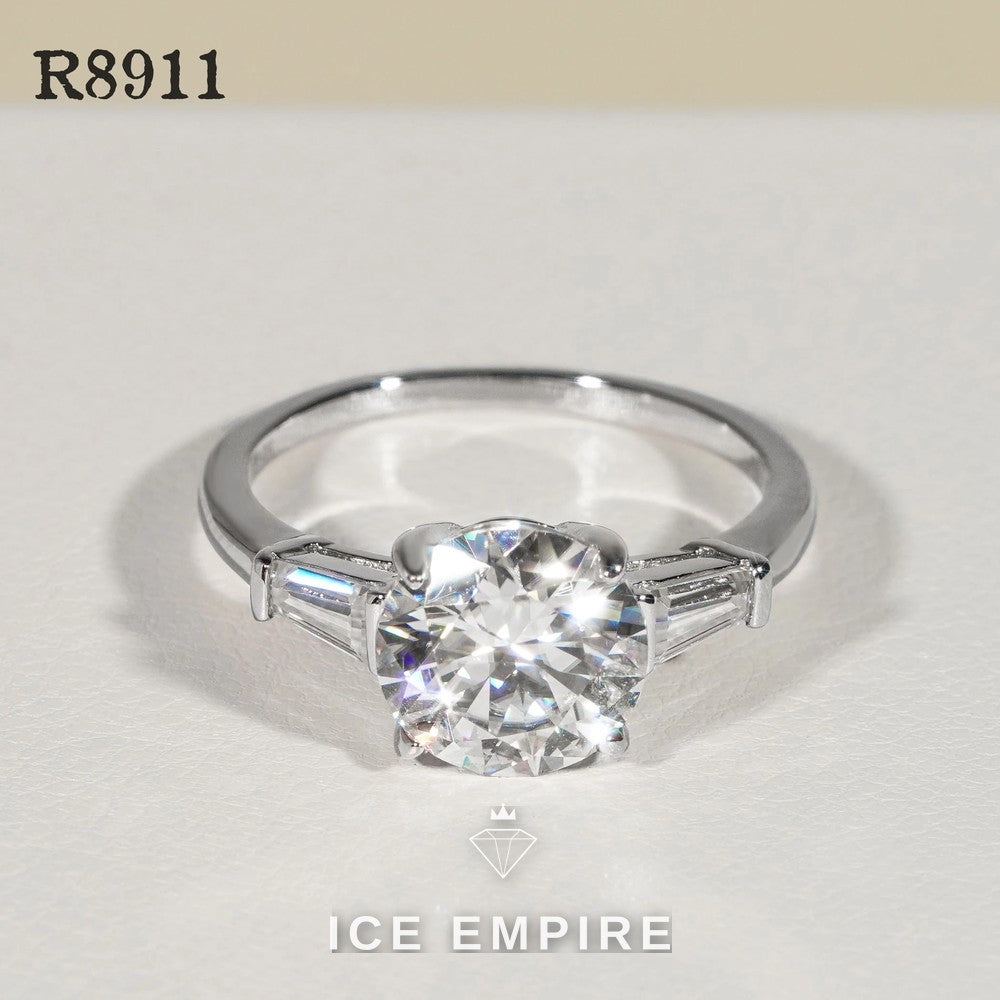 Iced Out 925 Silver Moissanite Engagement Ring