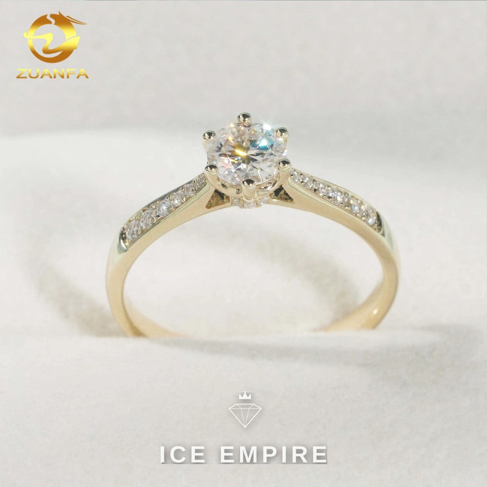 Iced Out 9K Gold Moissanite Engagement Ring