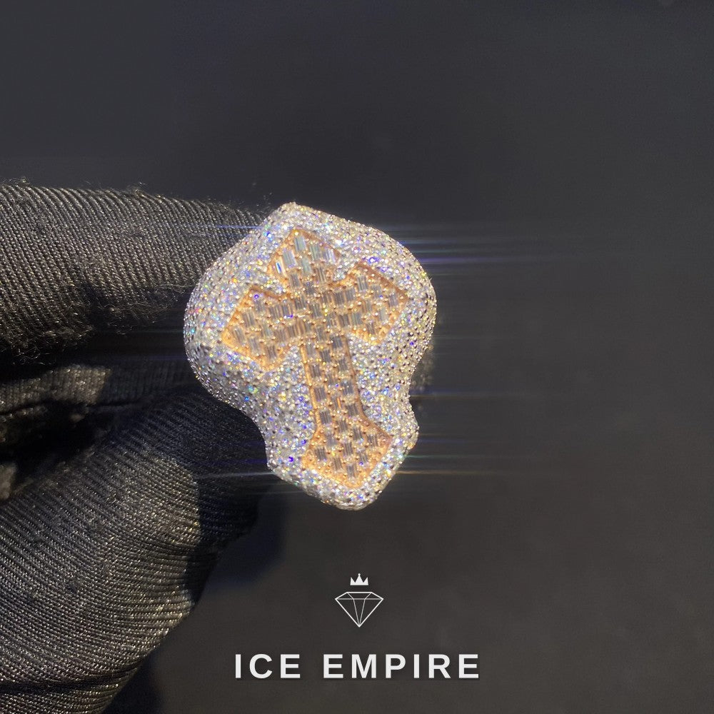 Iced Out Baguette Rose Gold Plated Moissanite Ring