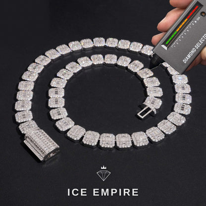 Iced Out Baguette Rose Gold Plated Moissanite Cuban Chain