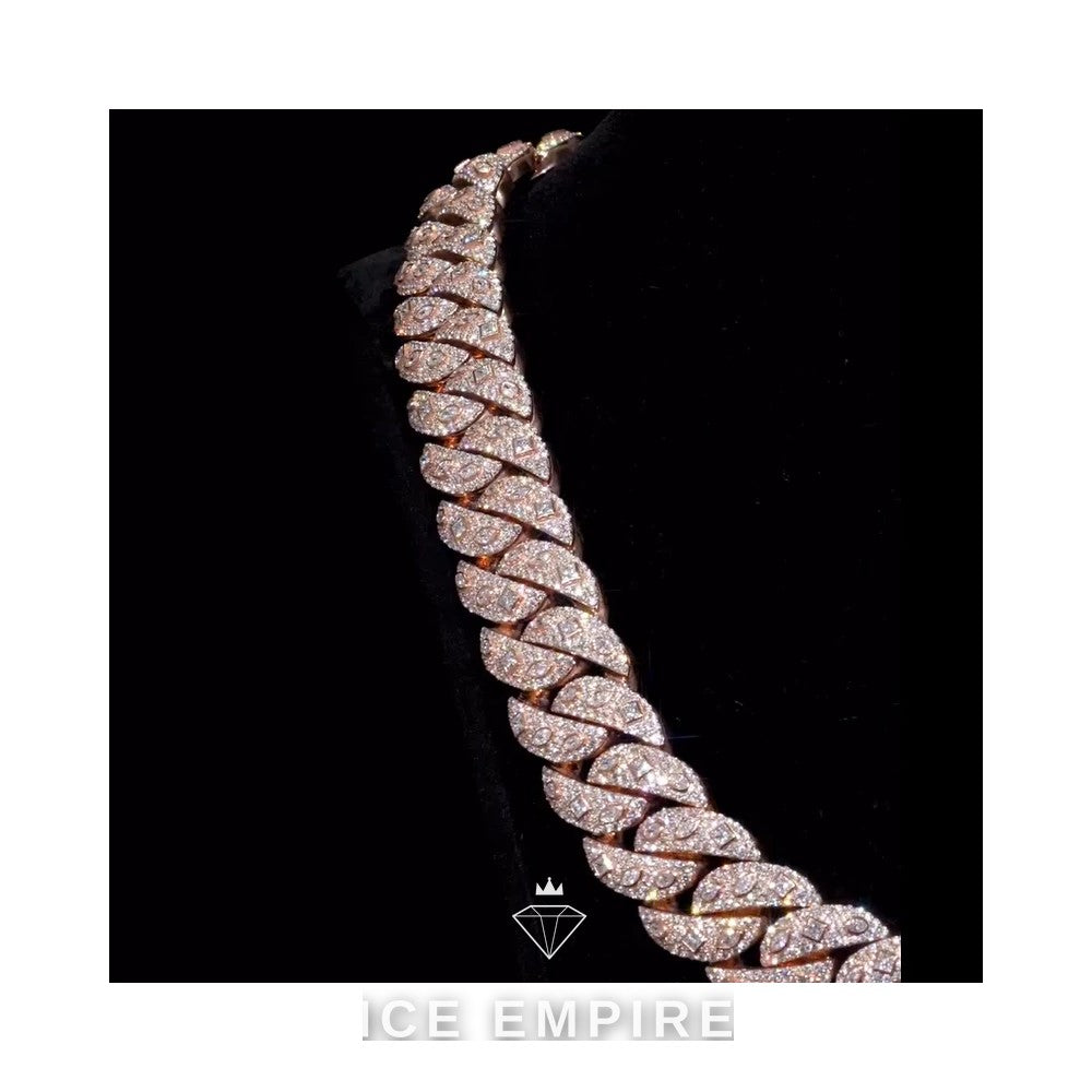 Iced Out Rose Gold Plated Moissanite Cuban Chain