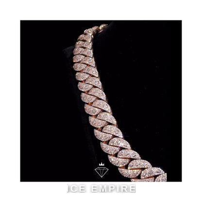 Iced Out Rose Gold Plated Moissanite Cuban Chain