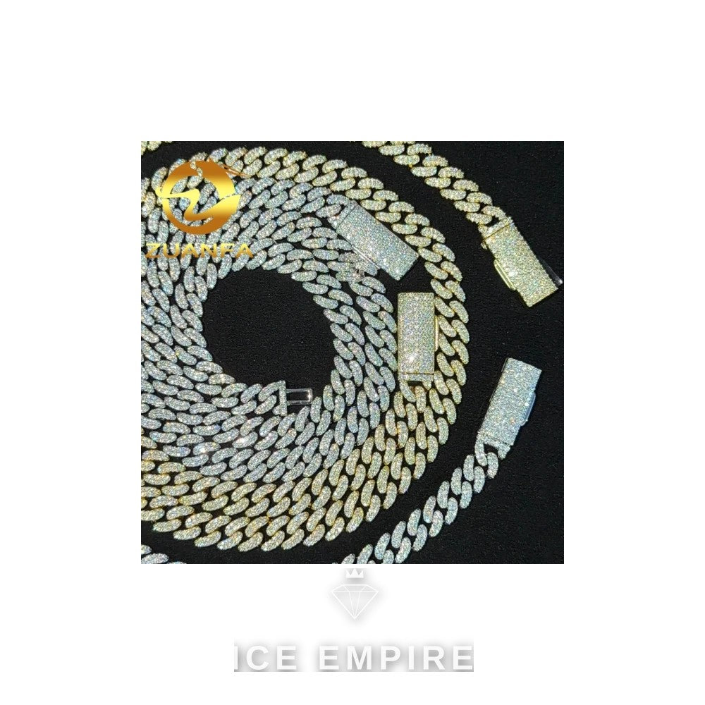 Iced Out 925 Silver Moissanite Cuban Chain