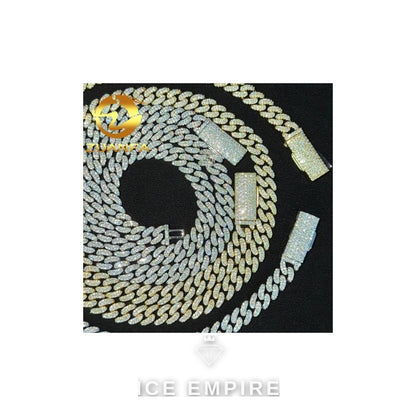 Iced Out 925 Silver Moissanite Cuban Chain