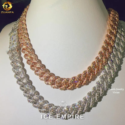 Iced Out Rose Gold Plated Moissanite Cuban Chain