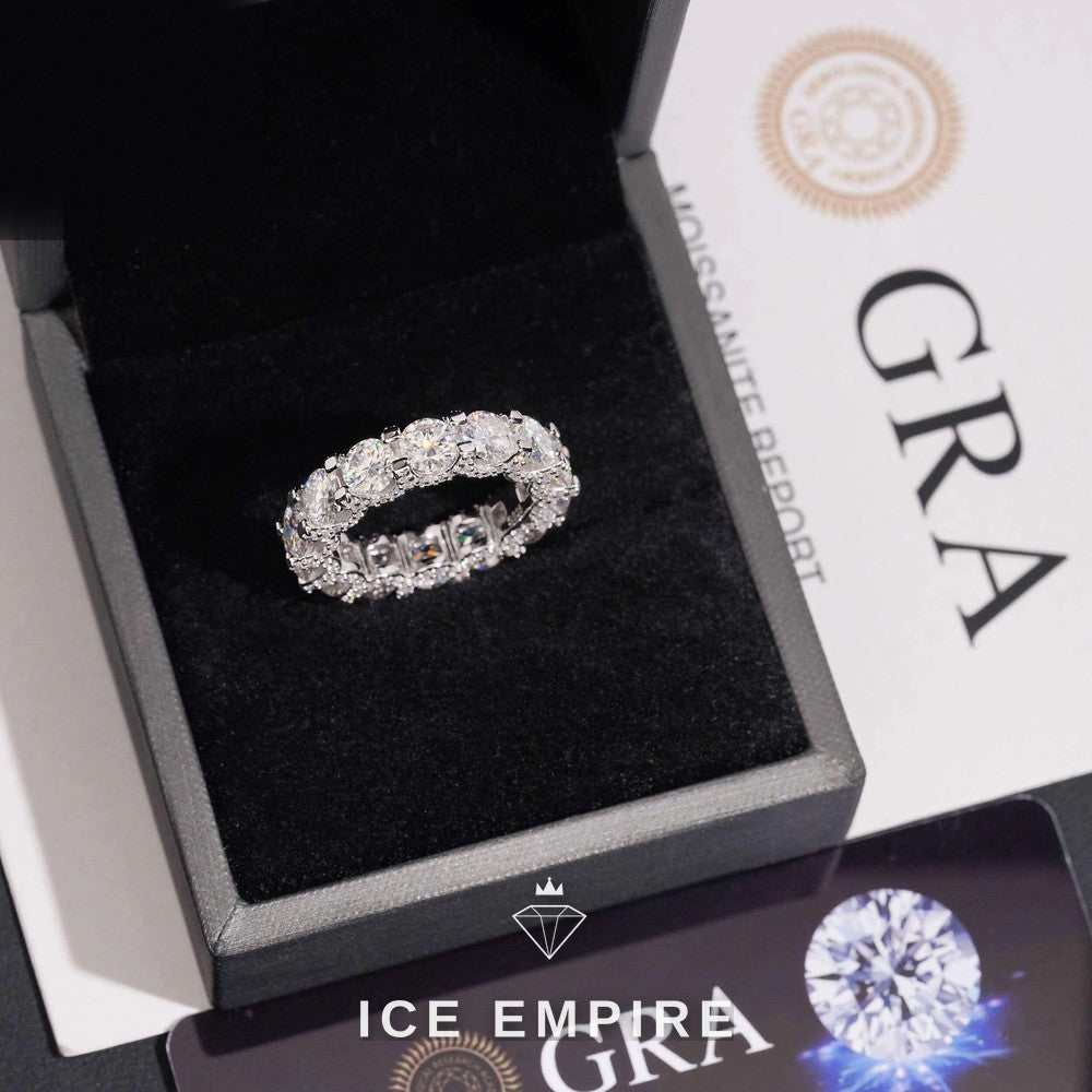 Iced Out 925 Silver Moissanite Engagement Ring