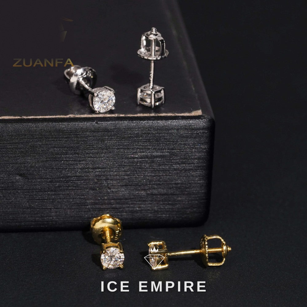 Iced Out Gold Plated Moissanite Stud Earrings