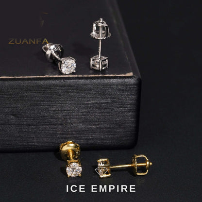 Iced Out Gold Plated Moissanite Stud Earrings