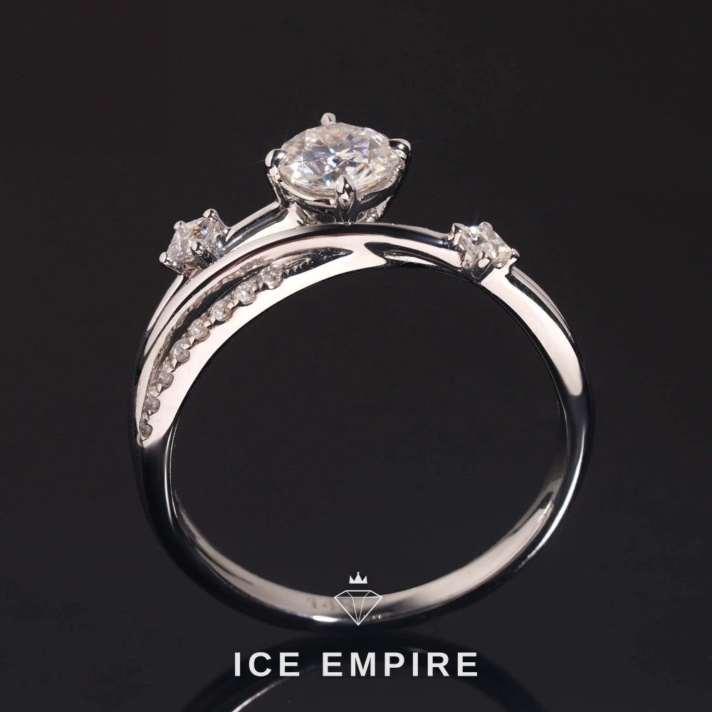 Iced Out Cluster 14K Gold Moissanite Engagement Ring
