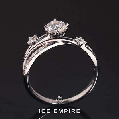 Iced Out Cluster 14K Gold Moissanite Engagement Ring