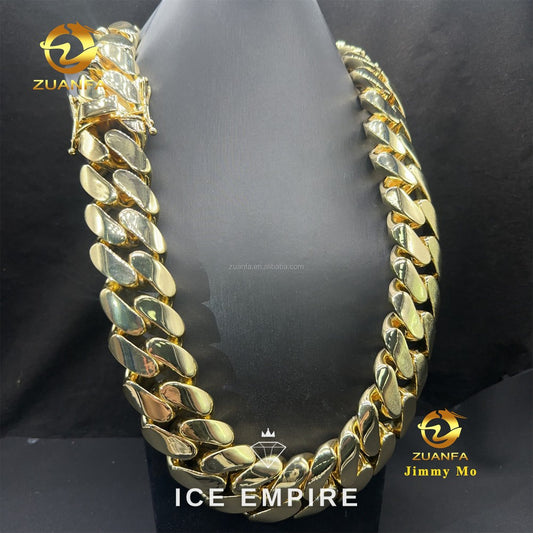 Iced Out 14K Gold Cuban Chain
