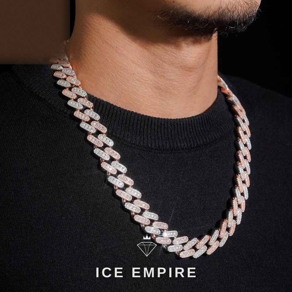 Iced Out Rose Gold Plated Moissanite Cuban Chain