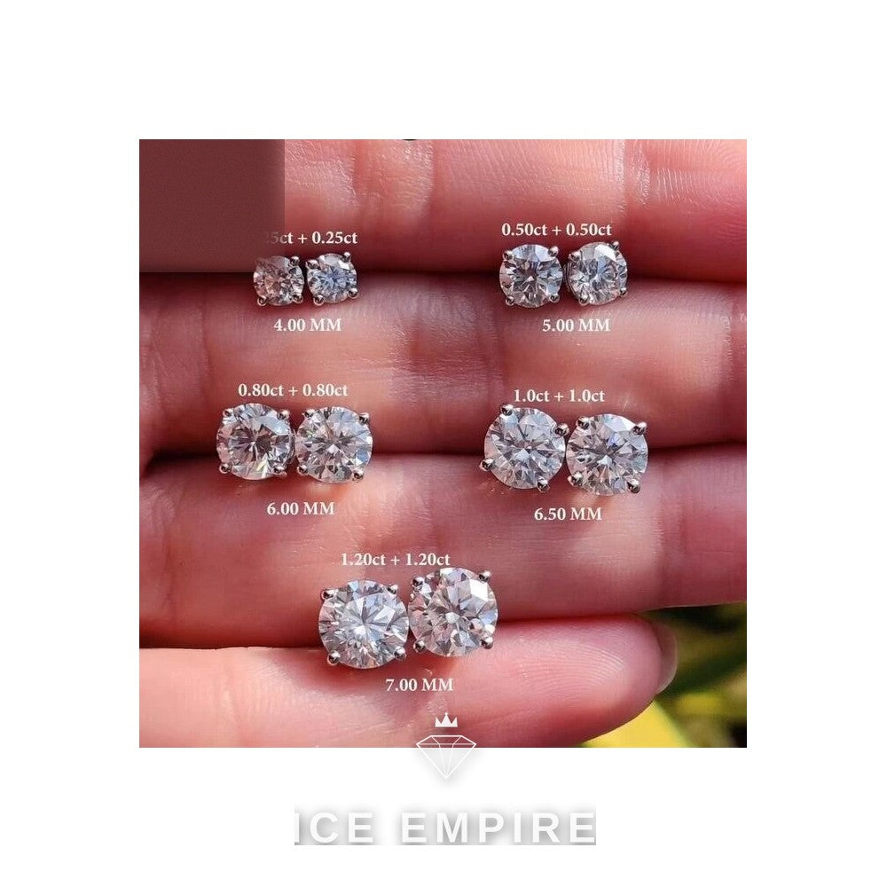 Iced Out 925 Silver Moissanite Stud Earrings