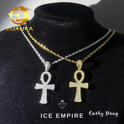 Iced Out Cross Rose Gold Plated Pendant