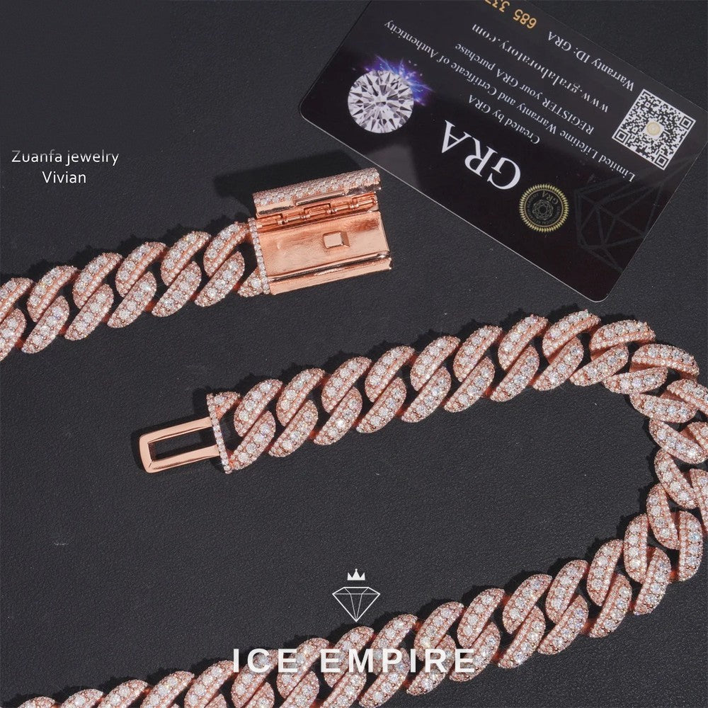 Iced Out Rose Gold Plated Moissanite Cuban Chain