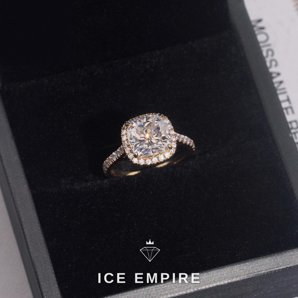 Iced Out 14K Gold Moissanite Wedding Band