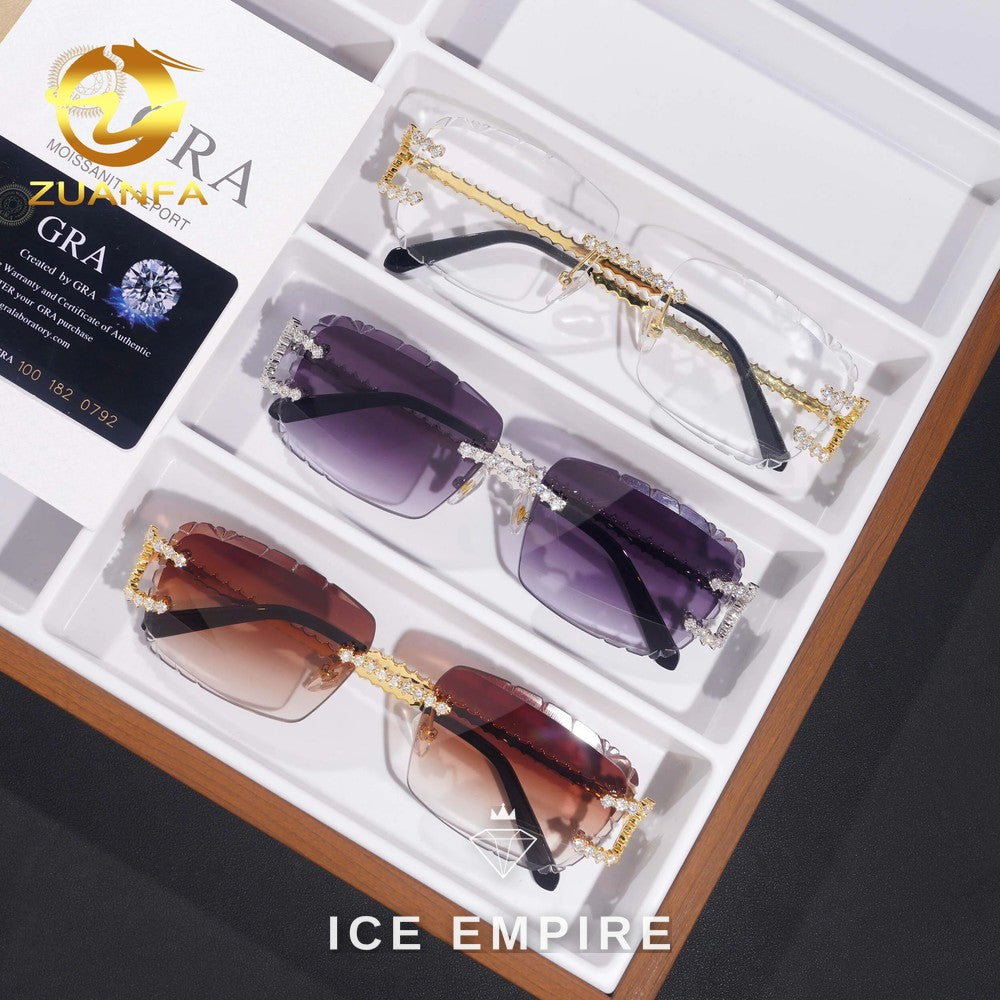 Iced Out 925 Silver Moissanite Glasses