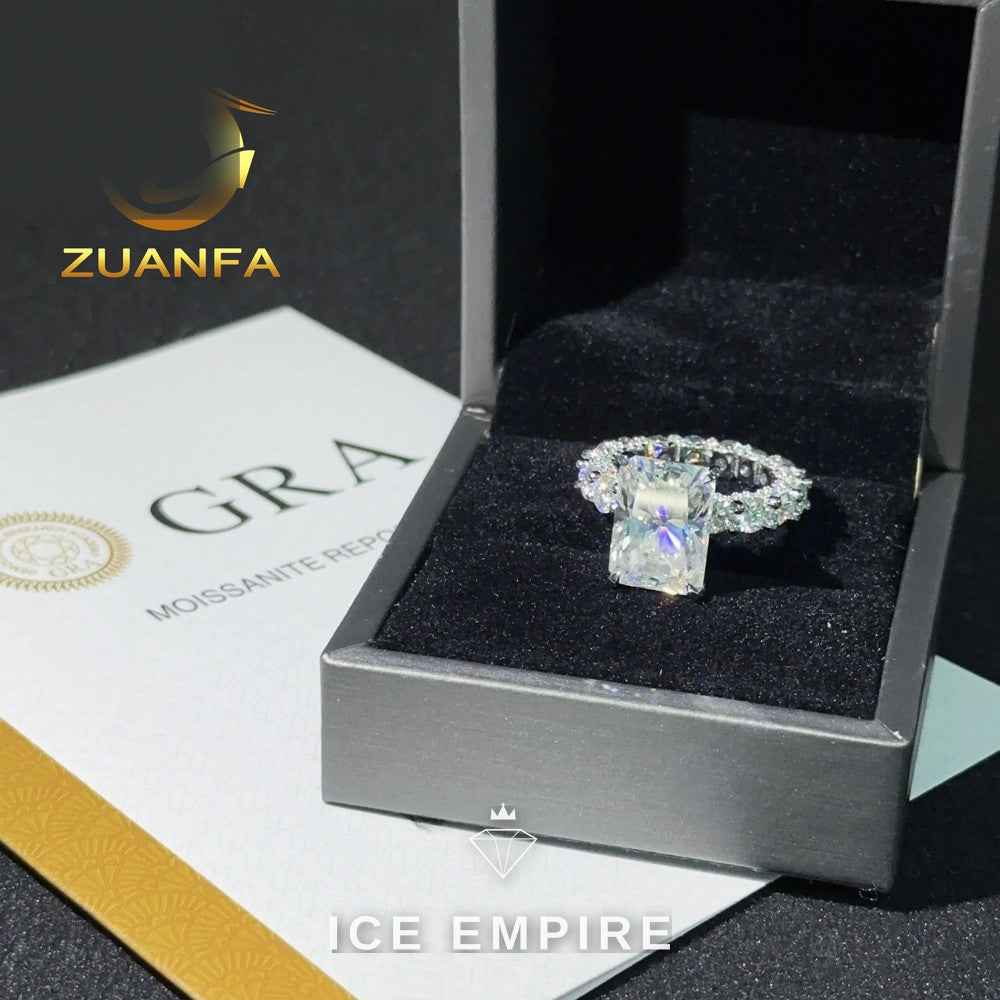 Iced Out 925 Silver Moissanite Wedding Band