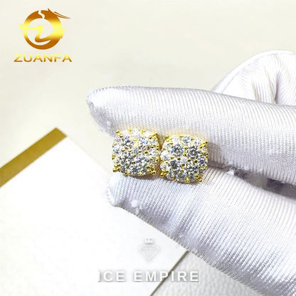 Iced Out 925 Silver Moissanite Stud Earrings