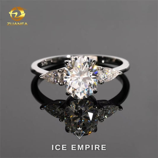 Iced Out 925 Silver Moissanite Engagement Ring