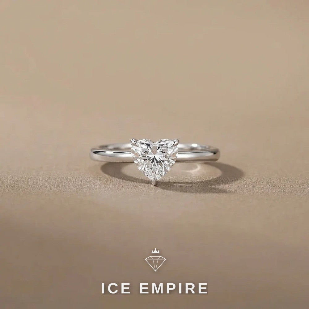 Iced Out Heart 18K Gold Engagement Ring
