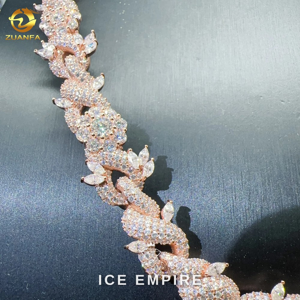 Iced Out Rose Gold Plated Moissanite Cuban Chain