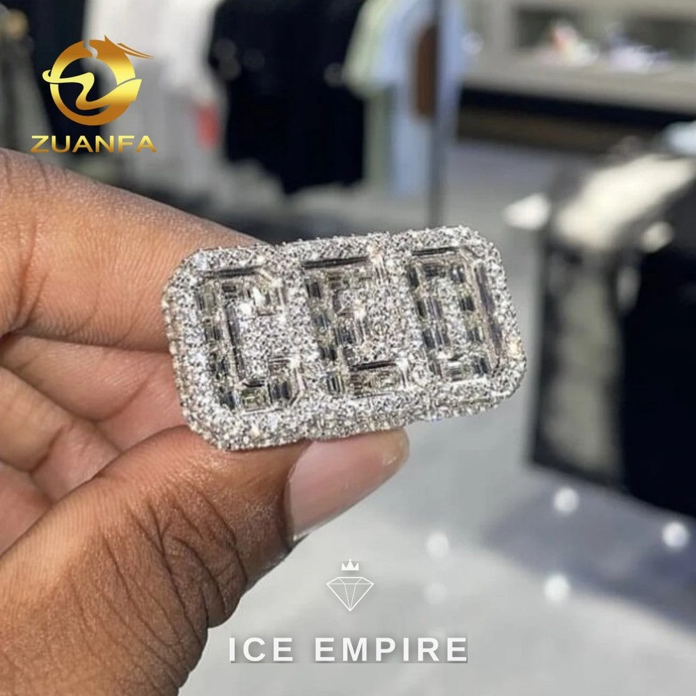 Iced Out Baguette 925 Silver Moissanite Ring