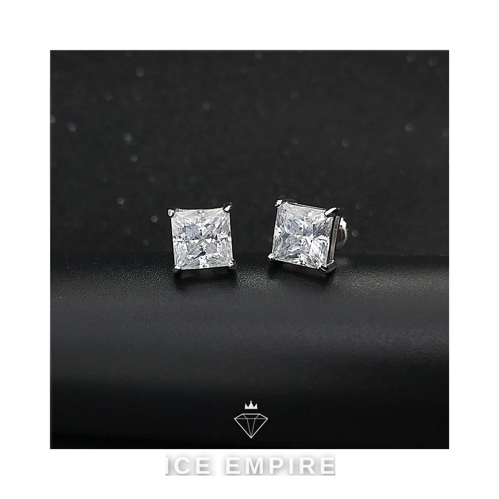 Iced Out Gold Plated Moissanite Stud Earrings