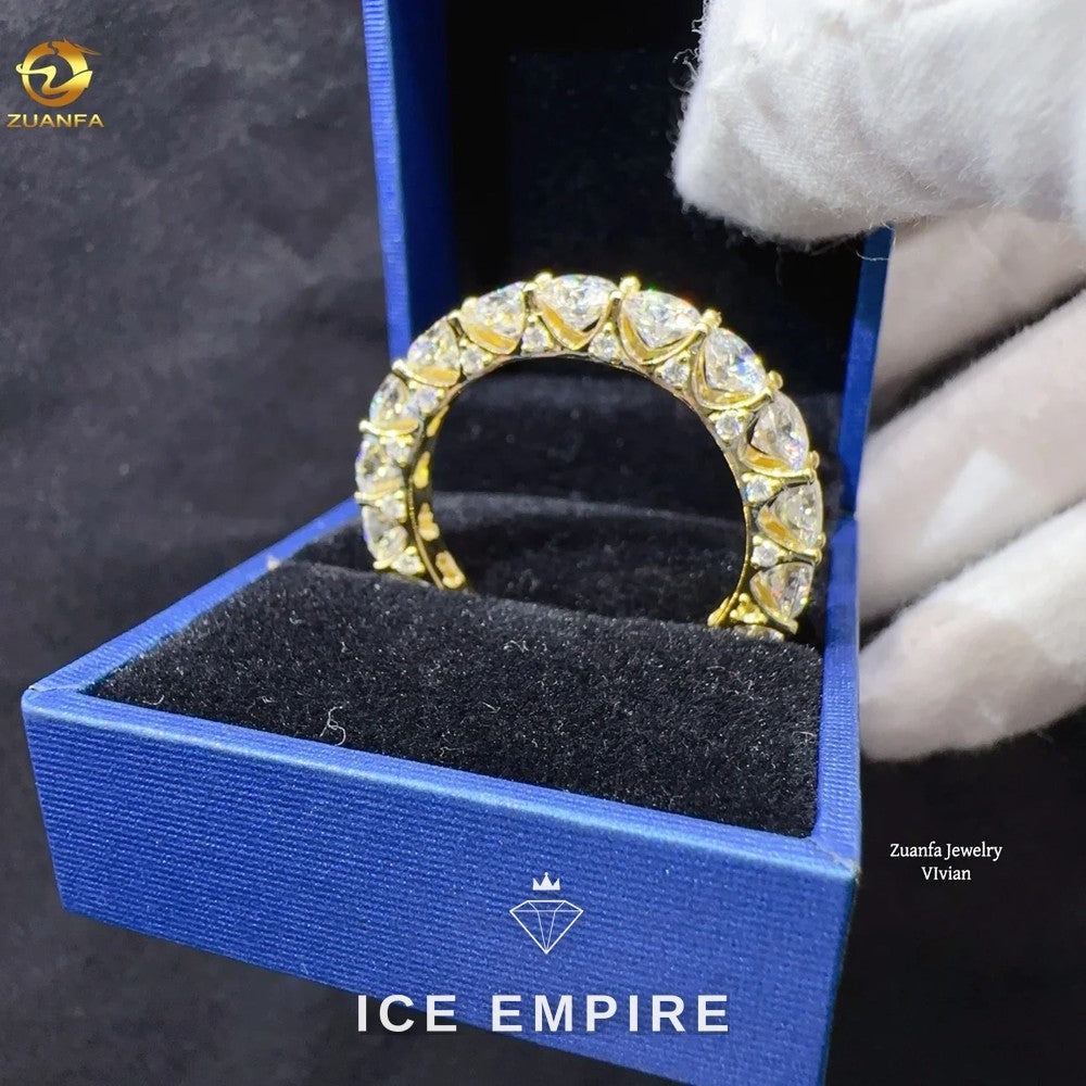 Iced Out 925 Silver Moissanite Ring