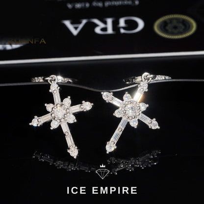Iced Out Baguette 925 Silver Moissanite Hoop Earrings