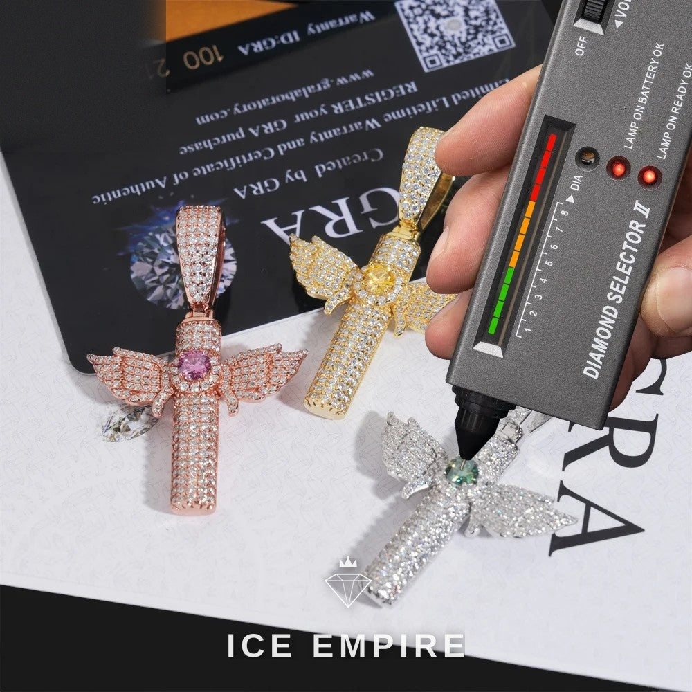 Iced Out Cross 925 Silver Pendant