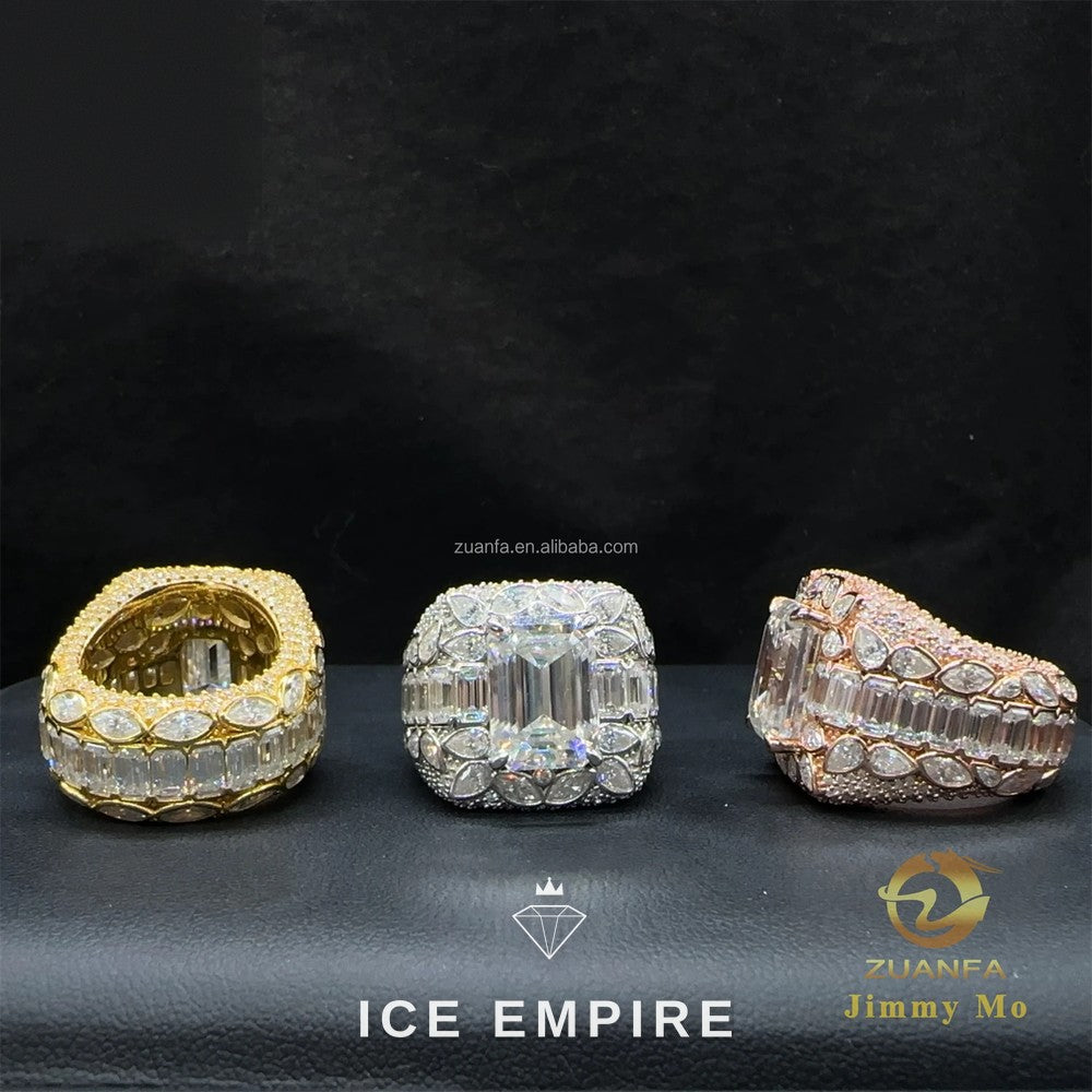 Iced Out 925 Silver Moissanite Ring