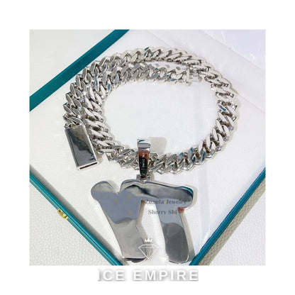 Iced Out Baguette 925 Silver Pendant