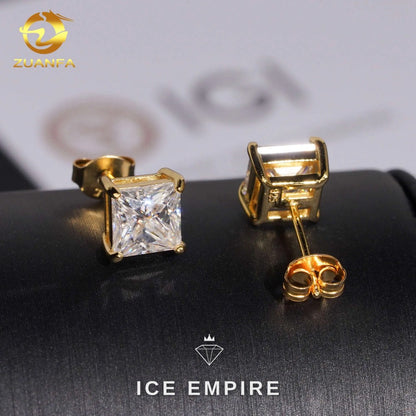 Iced Out 10K Gold Lab Grown Diamond Stud Earrings