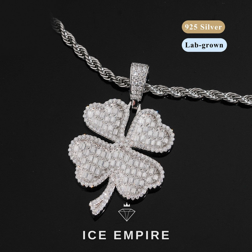 Iced Out Baguette Gold Plated Lab Grown Diamond Pendant