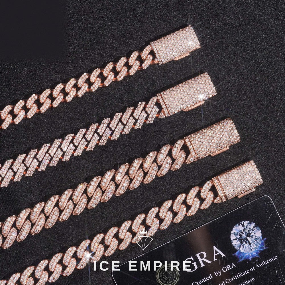 Iced Out Rose Gold Plated Moissanite Cuban Chain