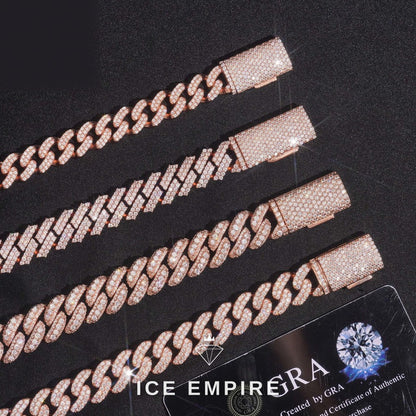 Iced Out Rose Gold Plated Moissanite Cuban Chain