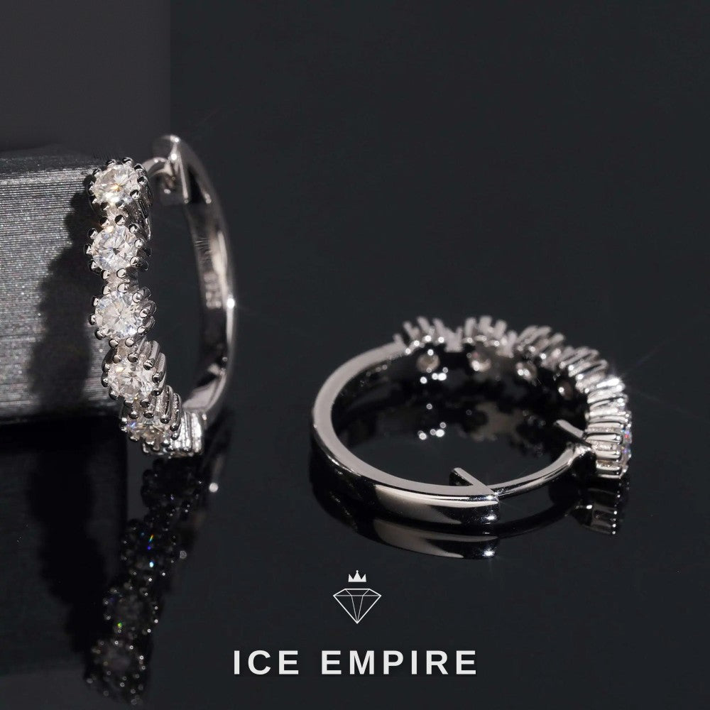 Iced Out Rose Gold Plated Moissanite Hoop Earrings