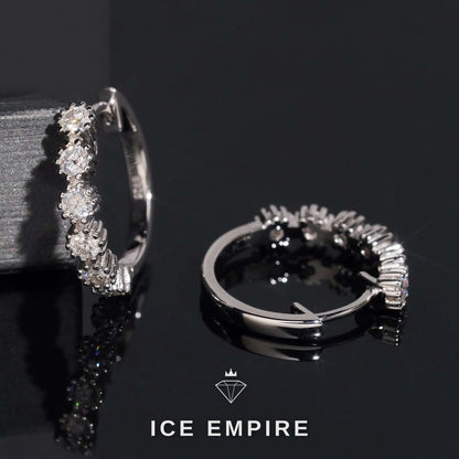 Iced Out Rose Gold Plated Moissanite Hoop Earrings