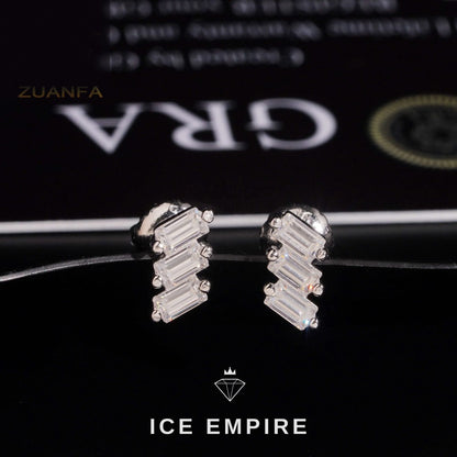 Iced Out Baguette Rose Gold Plated Moissanite Earrings