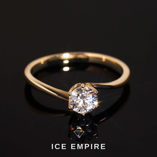 Iced Out 14K Gold Moissanite Engagement Ring