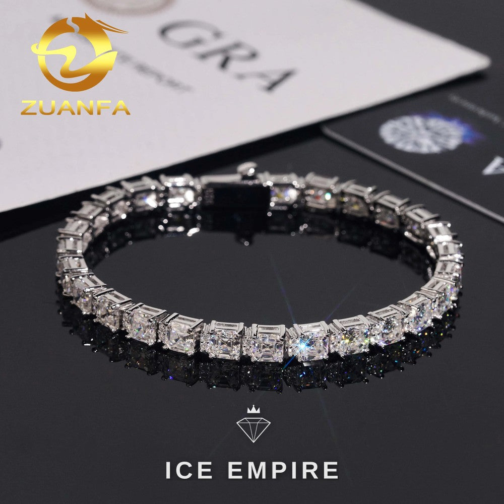 Iced Out 925 Silver Moissanite Tennis Bracelet
