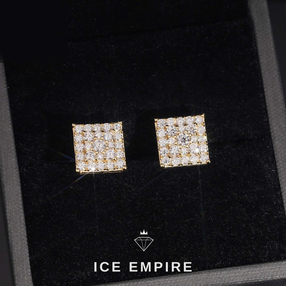 Iced Out Rose Gold Plated Moissanite Stud Earrings