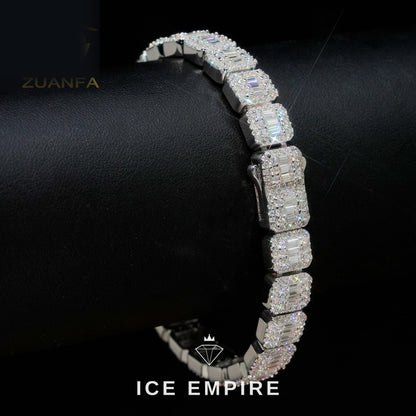 Iced Out Baguette Rose Gold Plated Moissanite Cuban Chain