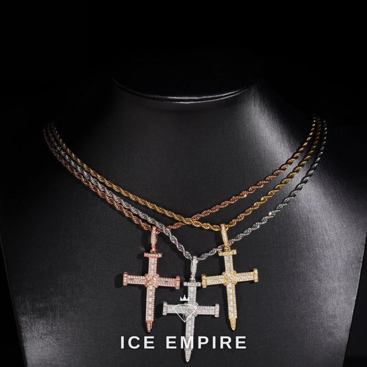 Iced Out Cross 925 Silver Moissanite Pendant