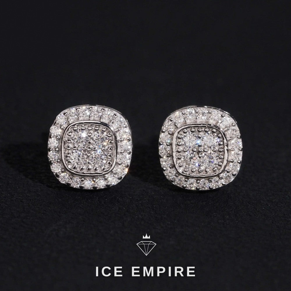 Iced Out Cluster 925 Silver Moissanite Stud Earrings